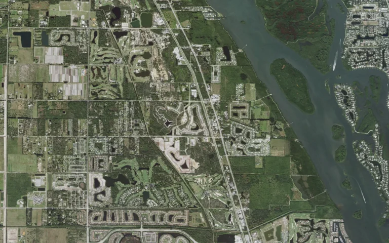 Aerial view centered on Winter Beach, Florida