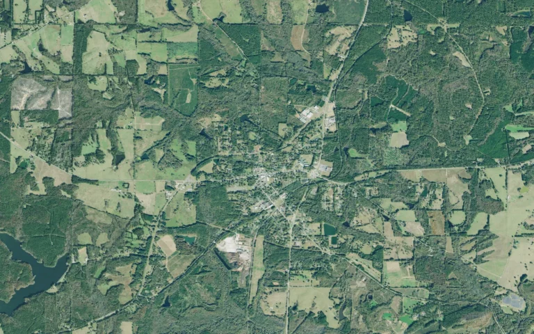 Aerial view centered on Woodbury, Georgia