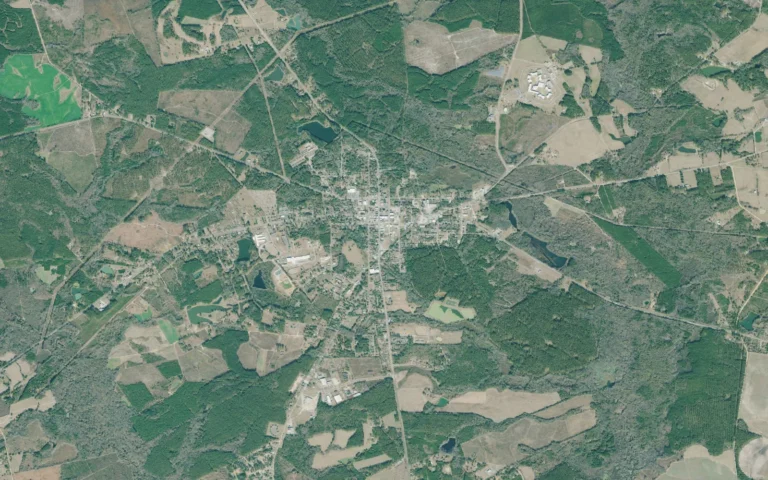 Aerial view centered on Wrightsville, Georgia